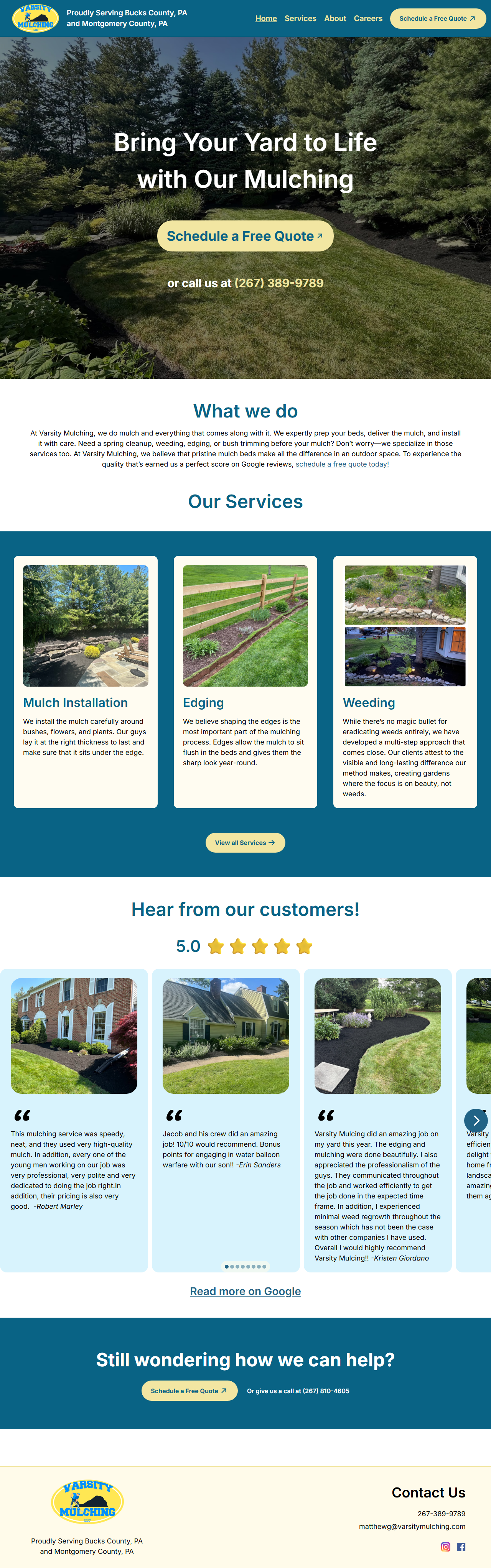 Varsity Mulching — original website